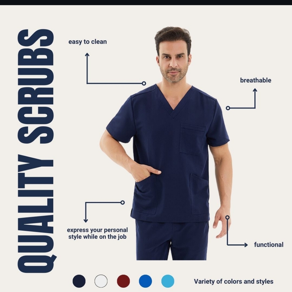 NWT uniform world Men's L  navy blue scrubs
